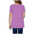thumbnail image 4 of Girls Shirts Short Sleeve Solid Color Casual Comfortable Crewneck Tunic Tops Side Button Oversized Pullover Spring Summer Clothes Purple 10-11 Years, 4 of 6