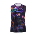 thumbnail image 6 of Lsque Glowing Chameleon Fantasy Art Print Men's Cotton Blend Sleeveless Muscle Shirts (S-3XL)- Moisture Wicking, Odor Protection, UPF 30+,Small, 6 of 8