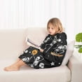 thumbnail image 4 of Black Halloween Dancing Skeletons Blanket Hoodies for Kids 6-13YR Oversize Wearable Blanket Hoodies for Boys Girls Teens, 4 of 7