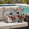 thumbnail image 4 of Grey Christmas Outdoor Waterproof Pillow Covers, Snowman Xmas Tree Ball Snowflake Winter Wooden Decorative Square Throw Pillowcase Sofa Cushion Sham for Patio/Couch/Chair, 16"x16" 2 Pack, 4 of 8