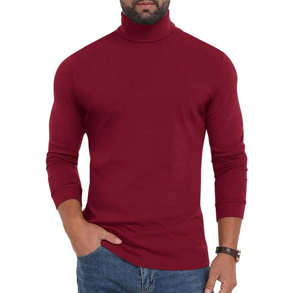 Aofany Men's Fashion Mock Turtleneck T-Shirts Long Sleeve Pullovers Basic Designed Undershirt Slim Fit Top