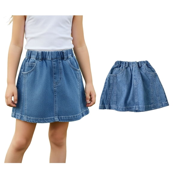 Toddler Jean Skirt Kids Elastic Waist Mini Denim Skirt Cute Jean Skirt Girls Summer Clothes Y2k Clothes for Girls 12-24 Months