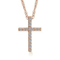 Pompeii 1/10ct Diamond Cross Pendant 14K Rose Gold 1/2" Tall (G/H,I1)