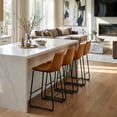 thumbnail image 2 of Set of 2 Barker Gray Fabric Tufted Bar Stool with Black Iron Legs, 2 of 7