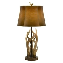 Cal Lighting Antler Resin Table Lamp With Leatherette Shade