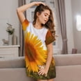 thumbnail image 3 of Wukai butterflies flying near sunflower in field Print Women's Loose Short Sleeve Nightgown, Soft Sleep Dress for Comfortable Relaxation, Casual Lounge Wear, 3 of 6
