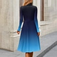 thumbnail image 5 of Women's Casual Fashion High Neck Long Sleeve Print Midi Dress with Gradient Design, Fall and Winter Dress for Stylish Everyday Wear, Elegant and Cozy,Royal Blue,XL, 5 of 7