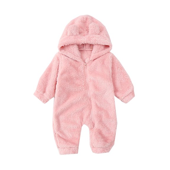 Aayomet Baby Bodysuit Winter Rompers For Baby Boys Organic Cotton Baby Boy Girl Zip up Sleep N Play, Footless, Long/Short Sleeve,Pink 3-4 Years