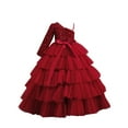 thumbnail image 4 of Xijirk Girls Dresses,Girls Sequin Dress for Birthday Party Piano Recital Evening Gown One Shoulder Elegant Tutu,Dresses for Girls,Red,3-4 Years, 4 of 5