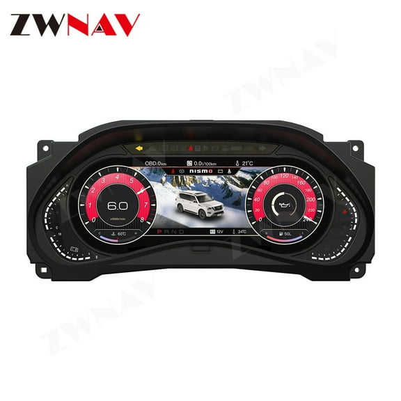 ZWNAV 12.3 inch car LCD digital instrument panel instrument cluster speedometer suitable for Nissan Y62 LCD Instrument Cluster