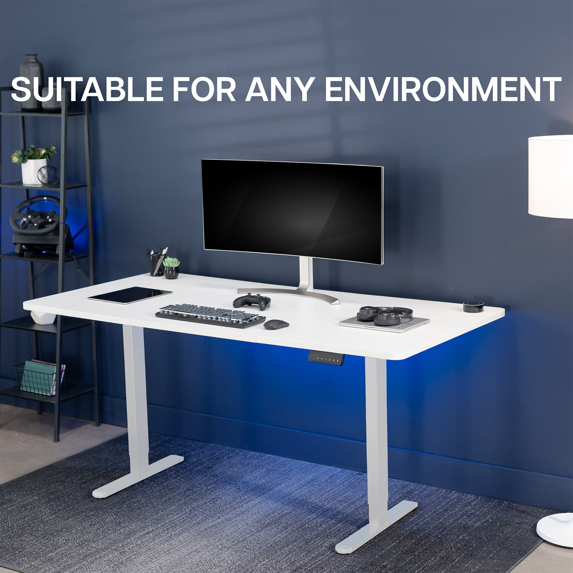 VIVO Electric Dual Motor 71” x 36” Standing Desk, White Top, White Frame