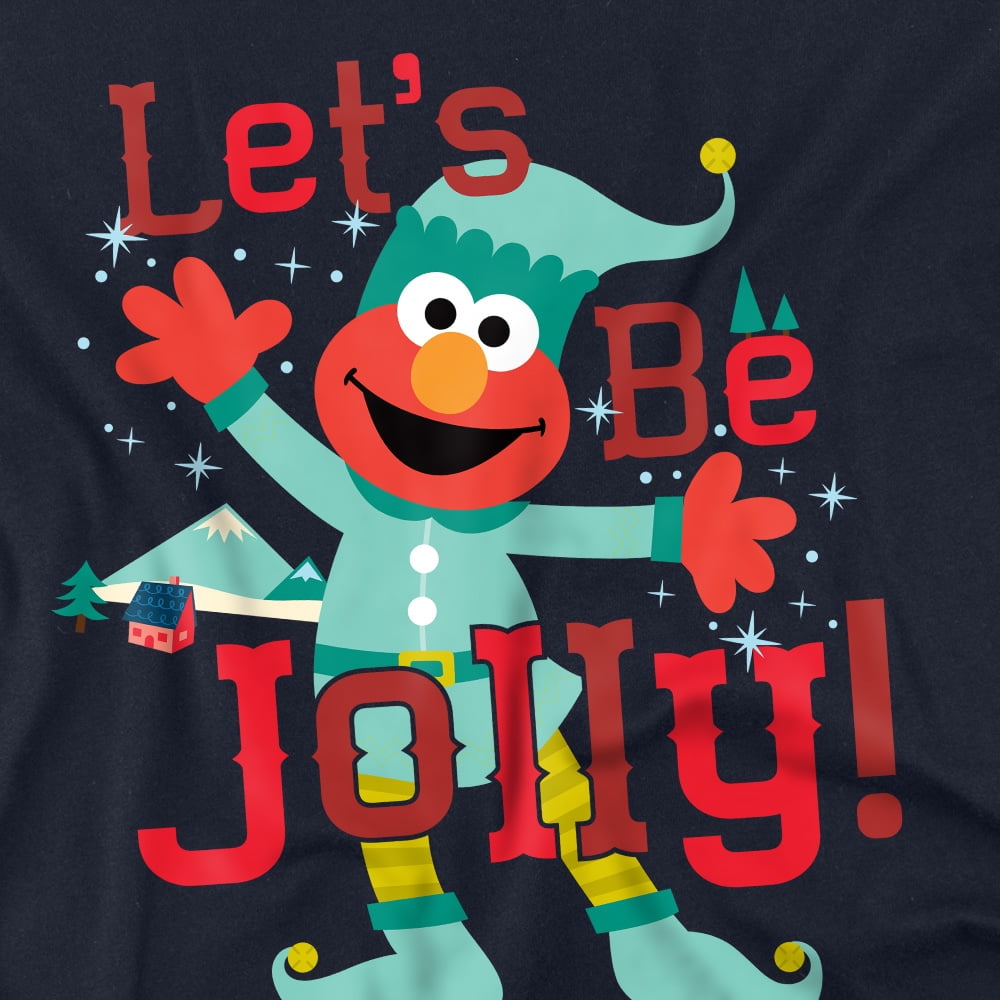 Sesame Street Elmo, Jolly Christmas Elf Women's Loose T-Shirt, Navy, Large