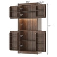 thumbnail image 2 of 72" Tall Farmhouse Kitchen Pantry Cabinet with 10 Side Shelves and LED Light & Power Outlet, 5 Layers Pantry Storage Cabinet with Barn Doors&Load-Bearing Steel Pipe for Dining Room,Living Room, 2 of 8