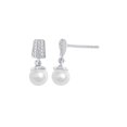 thumbnail image 2 of Prong Set Diamond with Pearl Fashion Earrings in 14K White Gold (1/10 cttw, G-H, I2-I3), 2 of 3