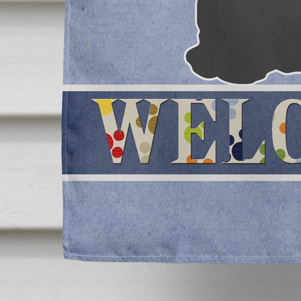 Carolines Treasures CK3689CHF Black and White Cyprus Poodle Welcome Flag Canvas House Size  Large multicolor