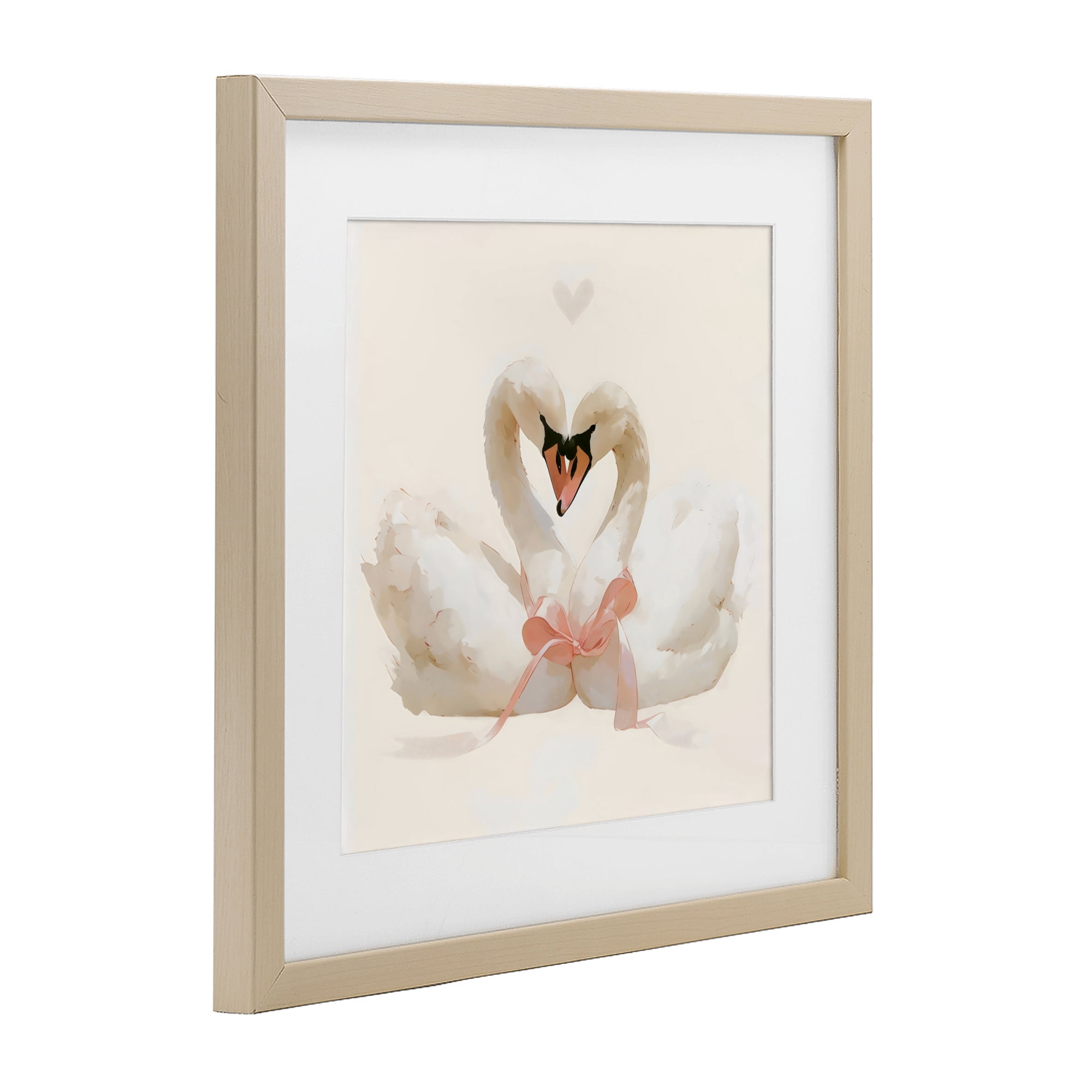 Stupell Industries Swan Pair with Bow Birch Framed Print Under Glass, design by Creative Studio