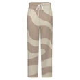 thumbnail image 5 of Abstract Beige Wavy Pattern Design Winter Female Pants Flannel High Waist Women Pants Lady Warm Straight Leg Plush Trousers, 5 of 7
