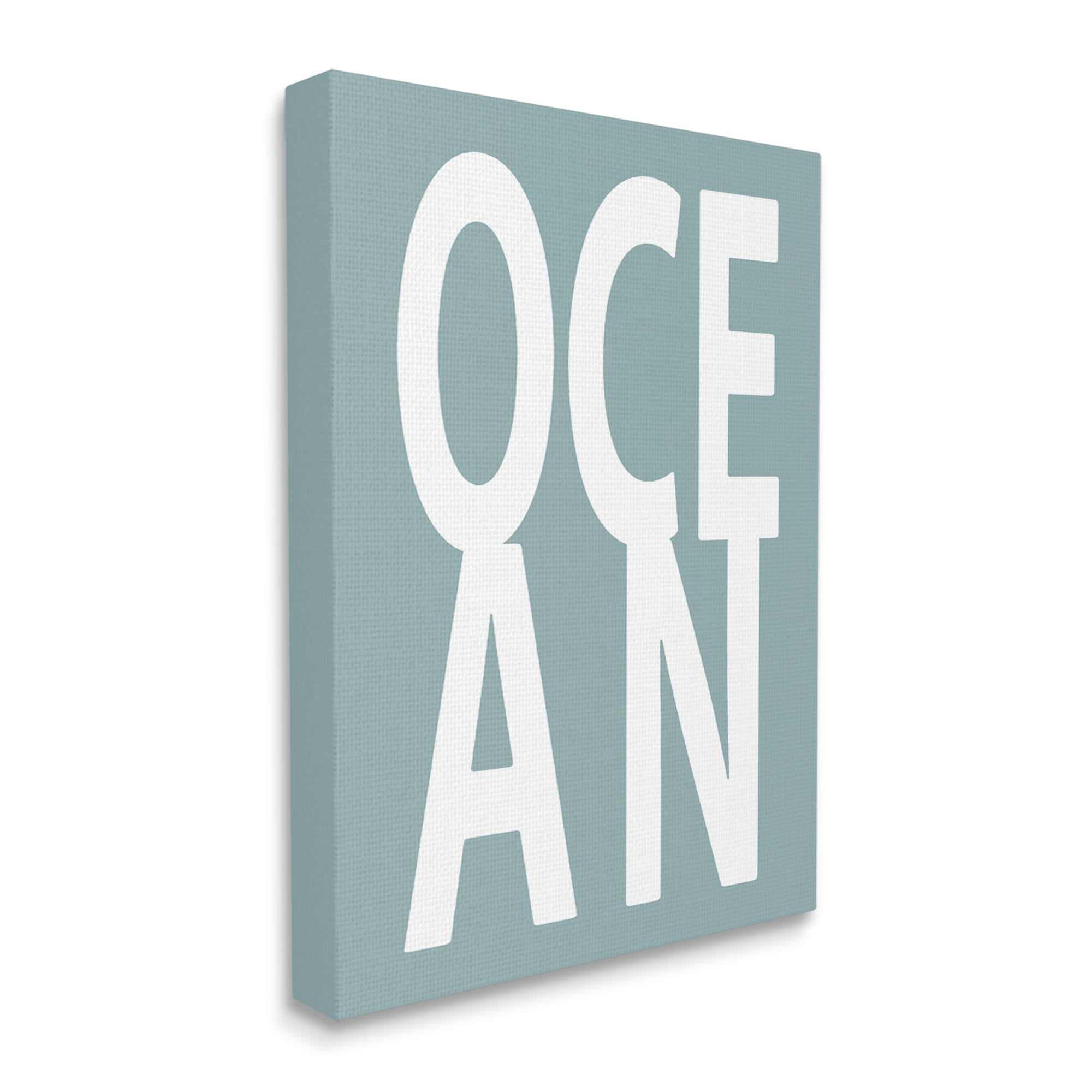 Stupell Ocean Beach Text Letters Phrase Landscape Painting Gallery Wrapped Canvas Print Wall Art