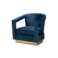 thumbnail image 3 of Baxton Studio Neville Modern Luxe and Glam Navy Blue Velvet Fabric Upholstered and Gold Finished Metal Armchair, 3 of 7