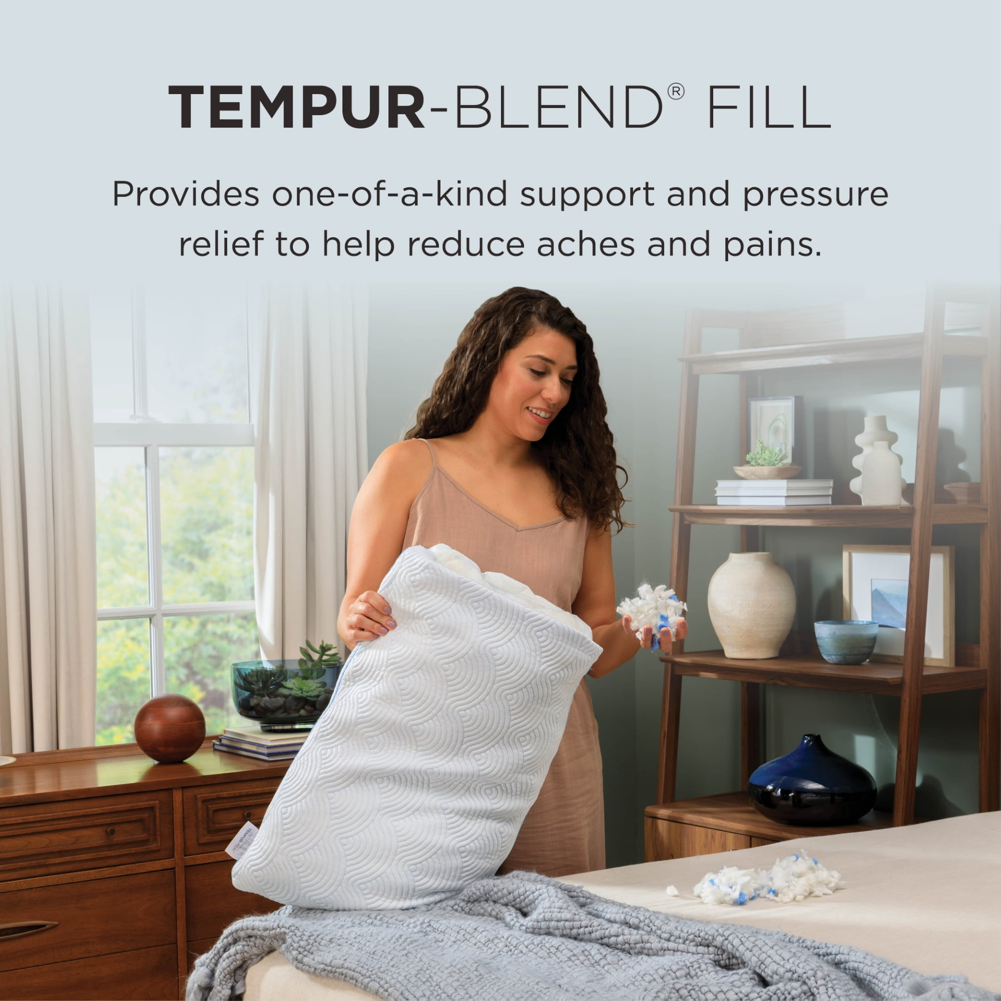 Tempur-Pedic Cloud Memory Foam Adjustable + Cooling Cover Pillow, Adult, Queen