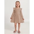 thumbnail image 2 of Gyratedream Toddler Fall Winter Long Sleeve Dress Ruffle Long Sleeve Ribbed Knit Button Down Casual Dresses 2-7 Years, 2 of 9