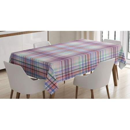 

Checkered Tablecloth Thin Geometric Strips Retro Folkloric Irish Cultural Design Rectangular Table Cover for Dining Room Kitchen 60 X 90 Inches Pale Pink Violet Blue Turquoise by Ambesonne
