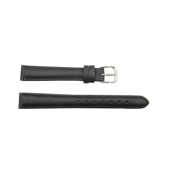 Ladies 12mm Black Genuine Leather Tapered Edge Replacement Watch Band