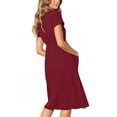 thumbnail image 3 of JustVH Women's V-Neck Casual Decorative Button Swing Midi Dress with Pockets, 3 of 3