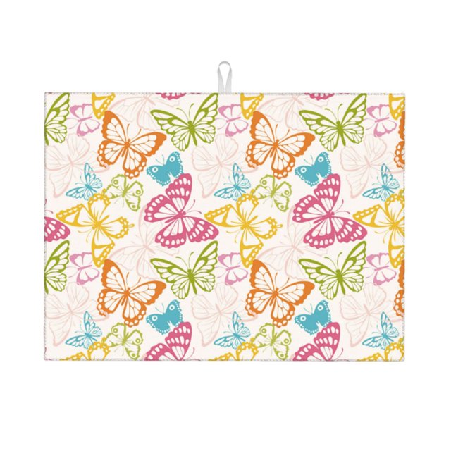 Balery Retro Colorful Butterfly Alfombrilla de Secado para Cocina, 18x24 Pulgadas, Súper Absorbente para Platos y Encimeras