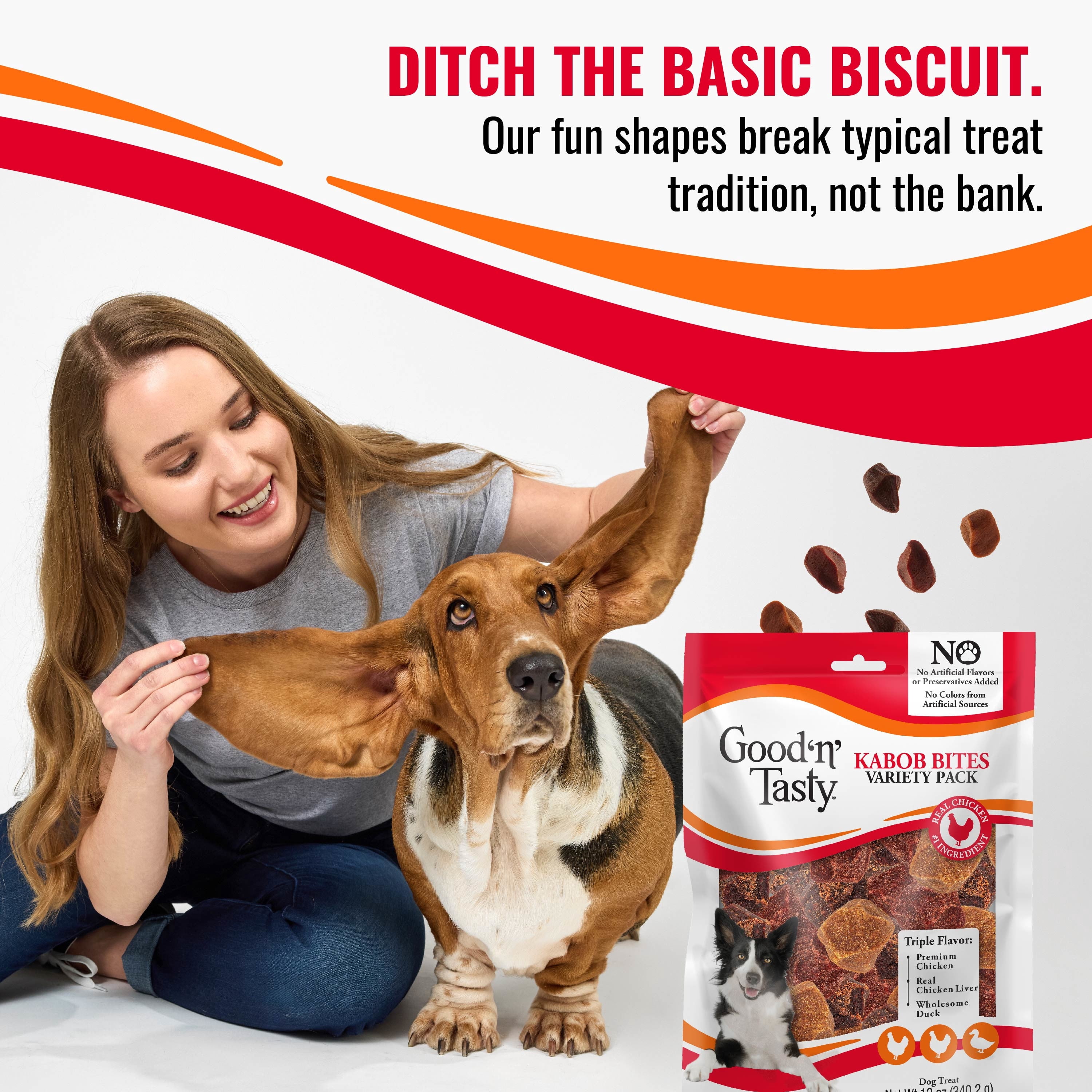 Good 'n' Tasty Kabob Bites Treat for All Dogs Triple- Protein Dog Treats for Rewarding, 4 oz