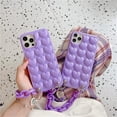 thumbnail image 3 of 3D Hearts Case Compatible with iPhone 11, Cute Design Soft Protective Case Protective Cover for Girls Women (Purple with Straps, iPhone 11), 3 of 14