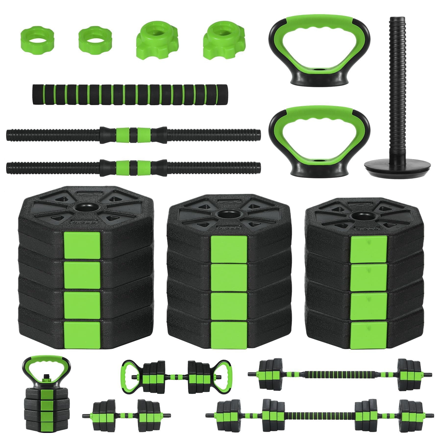 COZONY Adjustable Weight Set 66/88 LBS, 4-in-1 Dumbbell Set and Barbell Weight Set, Converts to Kettlebell & Push-Up Stand, Free Weights Dumbbells Set for Men & Women Full Body, Perfect for Home Gym