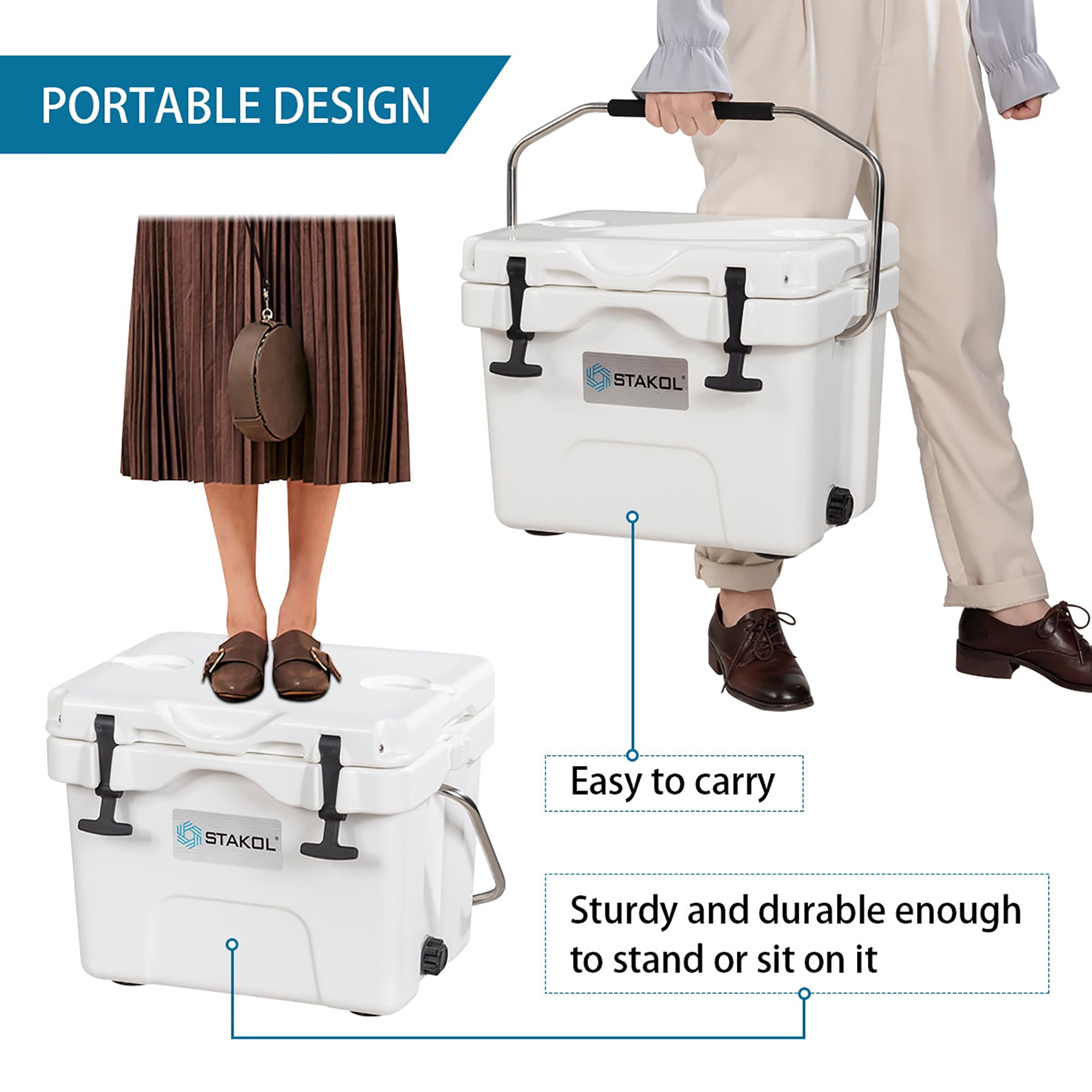 Costway 16 Quart Ice Chest Cooler, Leak-Proof, 24 Cans, White