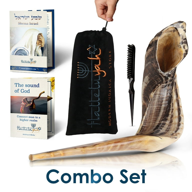 HalleluYAH Shofar From Israel Kosher Odorless Ram Horns Smooth Wind instruments