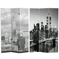 Oriental Furniture 6 ft. Tall New York Scenes Canvas Room Divider - 3 Panel