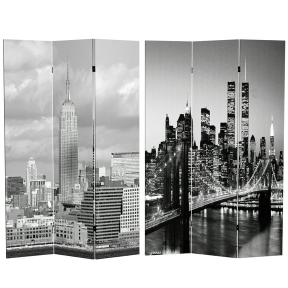 Oriental Furniture 6 ft. Tall New York Scenes Canvas Room Divider - 3 Panel
