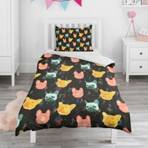 Music Bulldog Duvet Cover and Pillowcase Set for Single Bedding, Bedroom Accessories for Kids Teens
