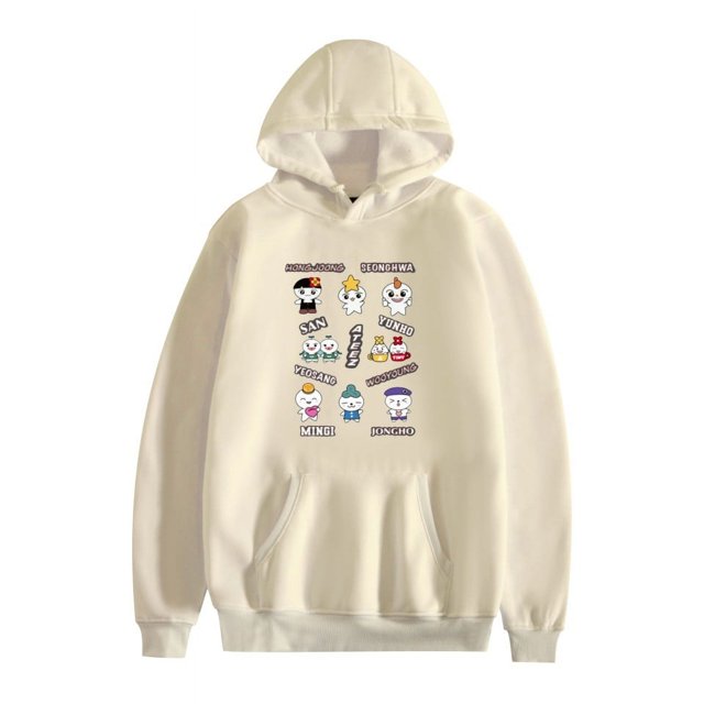 ATEEZ Double Sided Pattern Comfort Hoodies For Unisex Tracksuit Pullover Fans,3XL,Khaki1