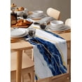 thumbnail image 6 of ERUNPONLY Marble Blue Table Runner - 48 Inch Long Gold Foil Ceramic Style Cracks Scratches Cotton and Linen Blended Dress Scarves Farmhouse Table Runner for Kitchen Dining, Coffee Table, 13"x48", 6 of 8