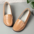 thumbnail image 5 of Miluxas Women's Business Loafers Work Casual Flats Shoes Lightweight Penny Leather Slip On Walking Shoes Khaki 7.5(40), 5 of 6