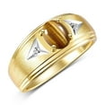 thumbnail image 4 of RYLOS Men's Rings Yellow Gold Plated Silver Classic 8X6MM Oval Gemstone &  Diamond Ring Tiger Eye November Birthstone Rings For Man Silver Rings Size 8, 4 of 8