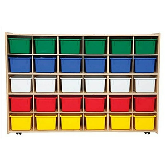 Contender Mobile 30 Tray Storage with Assorted Trays - Assembled with Casters