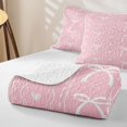 thumbnail image 4 of Erosebridal Princess Pink Ribbon Twin Quilt Set for Girl, Kawaii Cartoon Twin Coverlet Set, 2pcs, 4 of 7