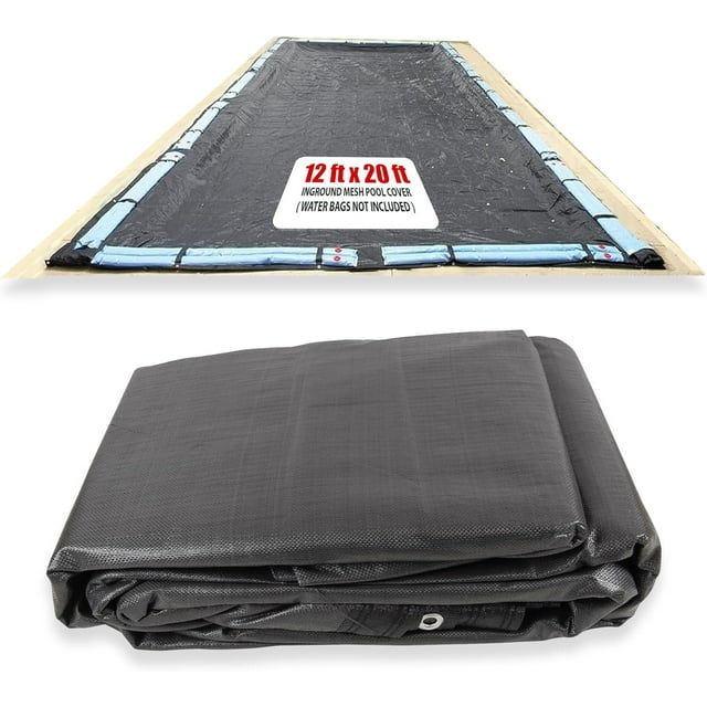 SET SunSolar Energy Technologies- MESH InGround Winter Pool Cover for 12x20 Foot Rectangle Swimming Pool - Winter Pool Cover has durable Loops 8-Yr warranty.