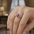 thumbnail image 3 of Mauli Jewels 1.80 Carat Ruby Engagement Ring Bridal Set for Women – Created Ruby & Diamond Wedding Ring Set in 14K Rose Gold, 3 of 7