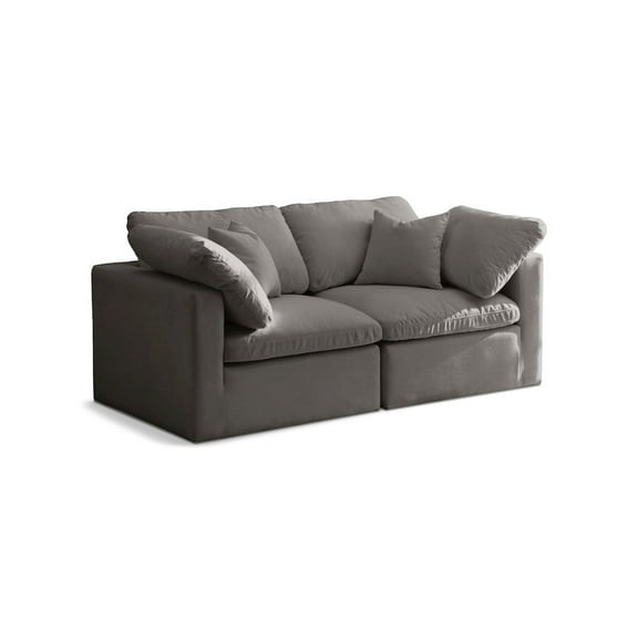 Meridian Furniture Plush Standard Gray Velvet Modular Sofa