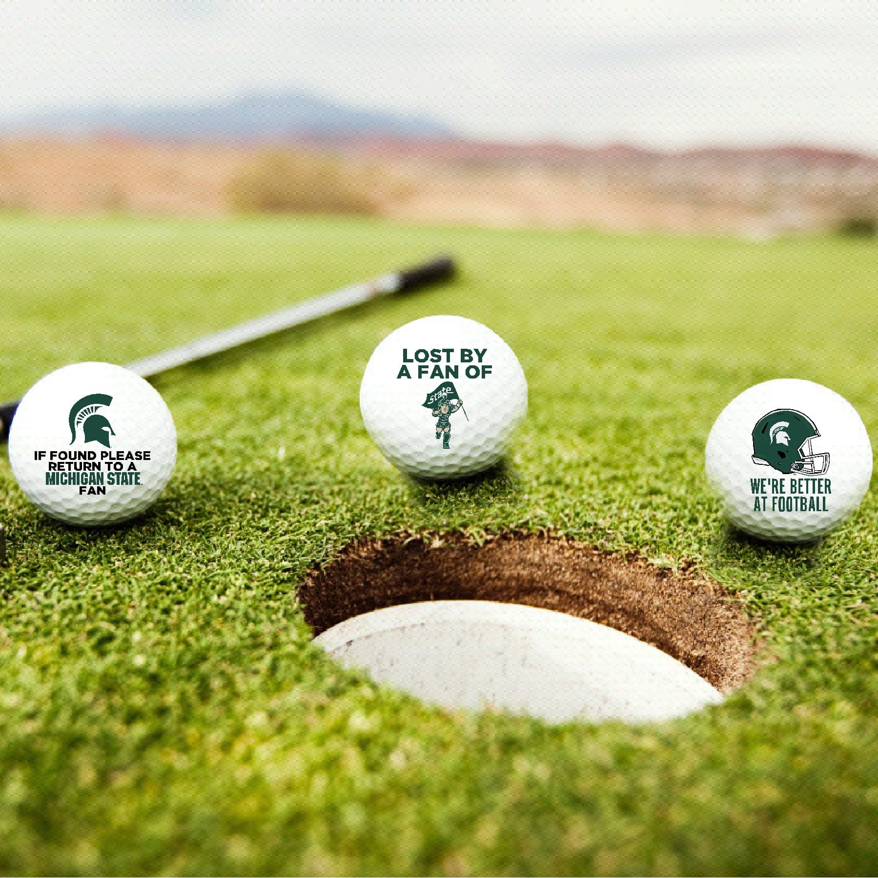 Michigan State University Spartans Edition Funny Officially Licensed NCAA Taylormade Distance+ Golf Balls 12-Pack (Dozen)