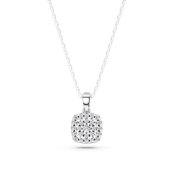 KEEVA JEWELS 0.35 Carat Moissanite Round Cut Stone 'Cushion' Cluster Teardrop Pendant Necklace for Women Made in White Gold Plated Silver