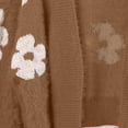 thumbnail image 3 of OGLCCG Women's Cute Flower Cropped Cardigan Long Sleeve V Neck Open Front Floral Knit Sweater Tops Winter Warm Fuzzy Cropped Sweater Coats,L,Khaki, 3 of 8