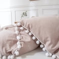 thumbnail image 4 of Move Over Taupe Duvet Cover King White Pom Poms Quilt Cover Only Ball Fringe Pattern Washed Microfiber No Filling, 4 of 10